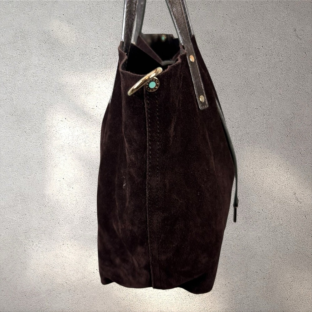 Tiffany & Co Suede Metallic Relaxed Reversible Tote Hobo Bag‎ Purse Brown - Picture 8 of 14